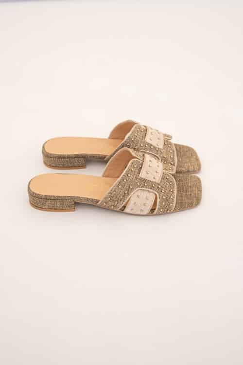 Babouche Sandal G-Joni-162 Taupe Beige Gold