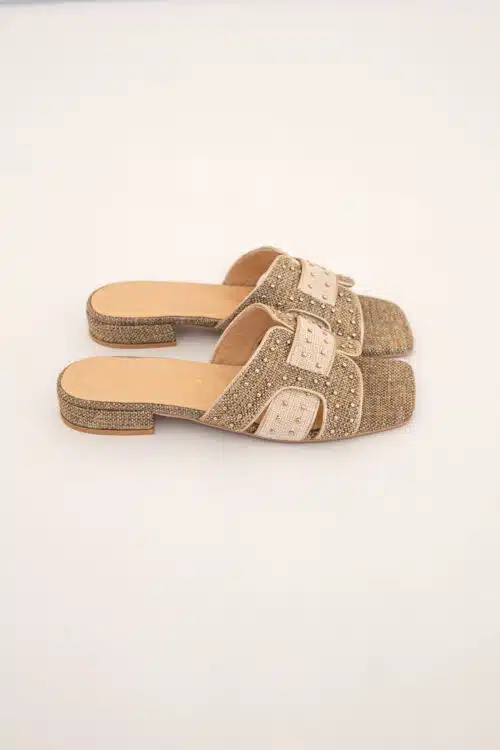 Babouche Sandal G-Joni-162 Taupe Beige Gold