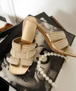 Nya Heels Stones Pearls Gold