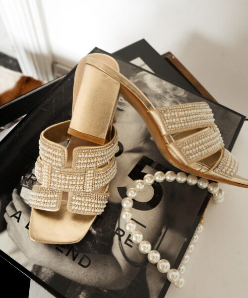 Nya Heels Stones Pearls Gold