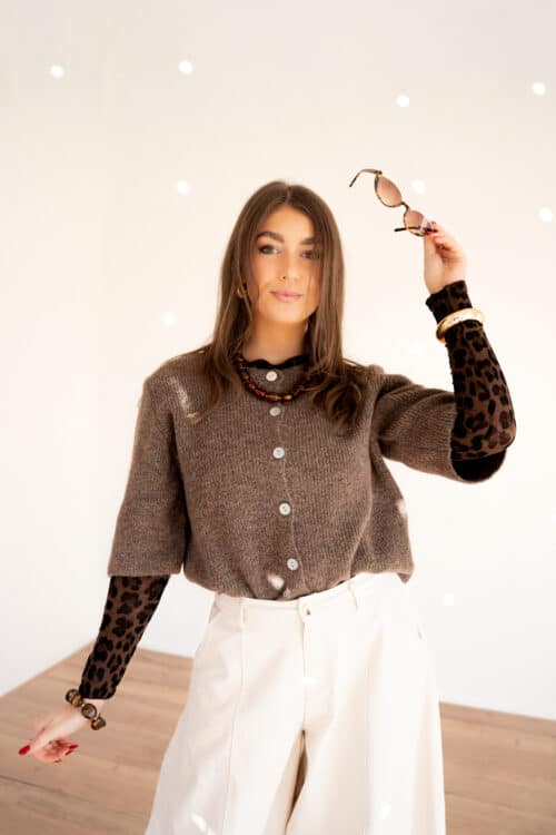 Bo Button Sweater Taupe