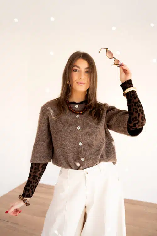 Bo Button Sweater Taupe