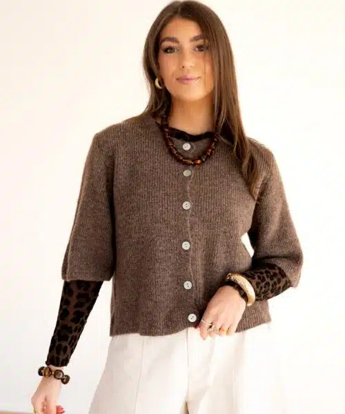 Alternative view of Bo Button Sweater Taupe