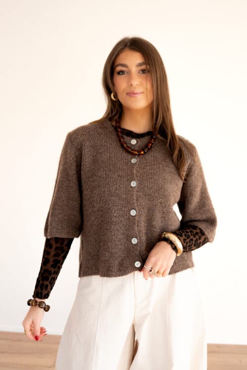 Alternative view of Bo Button Sweater Taupe