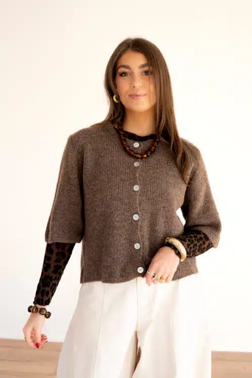 Alternative view of Bo Button Sweater Taupe
