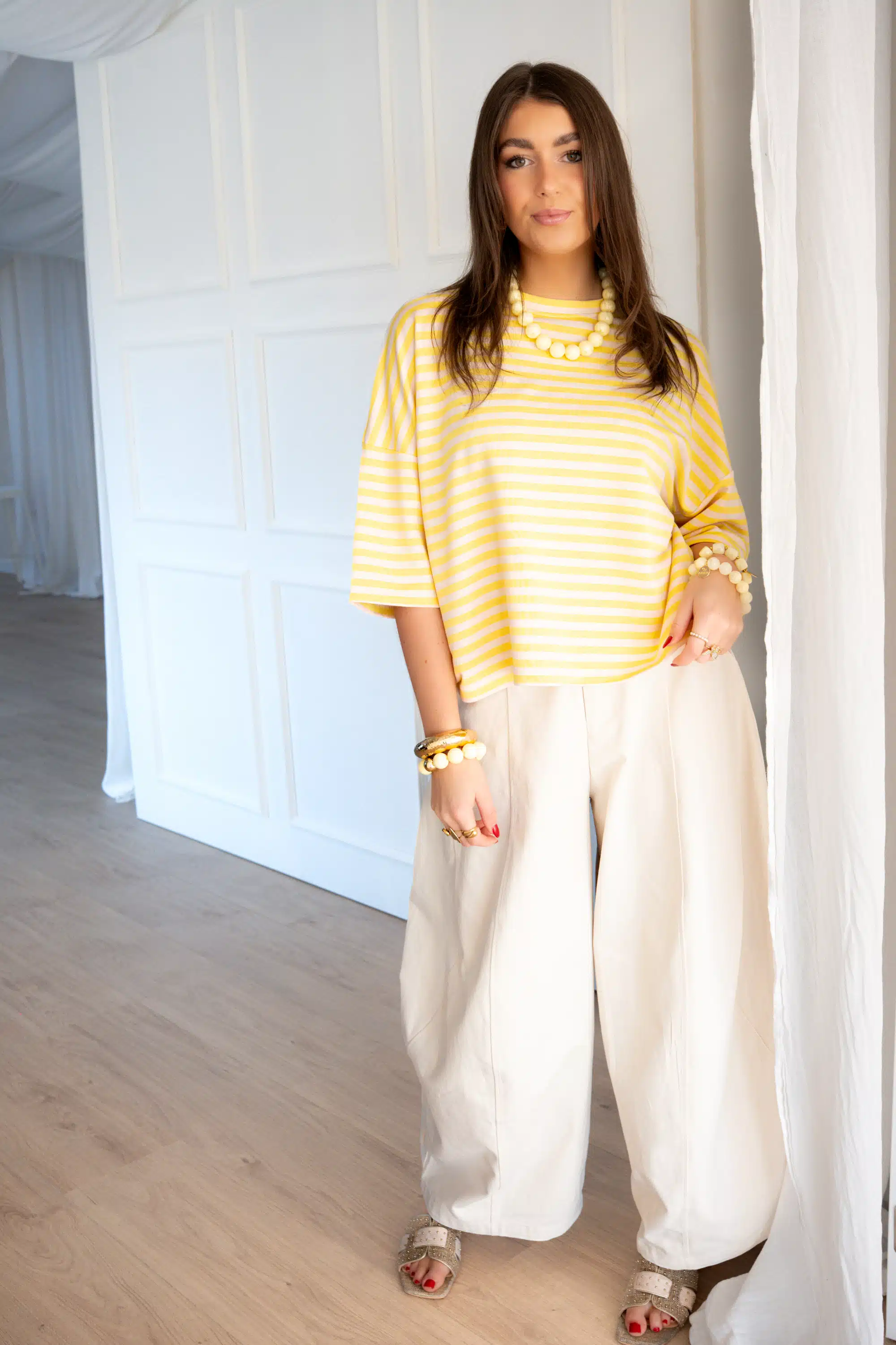 Syna Stripe Shirt Yellow Beige - Afbeelding 3