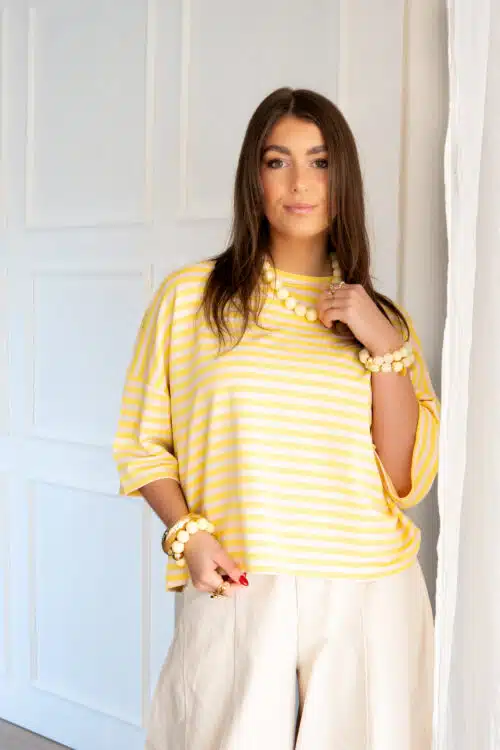 Alternative view of Syna Stripe Shirt Yellow Beige