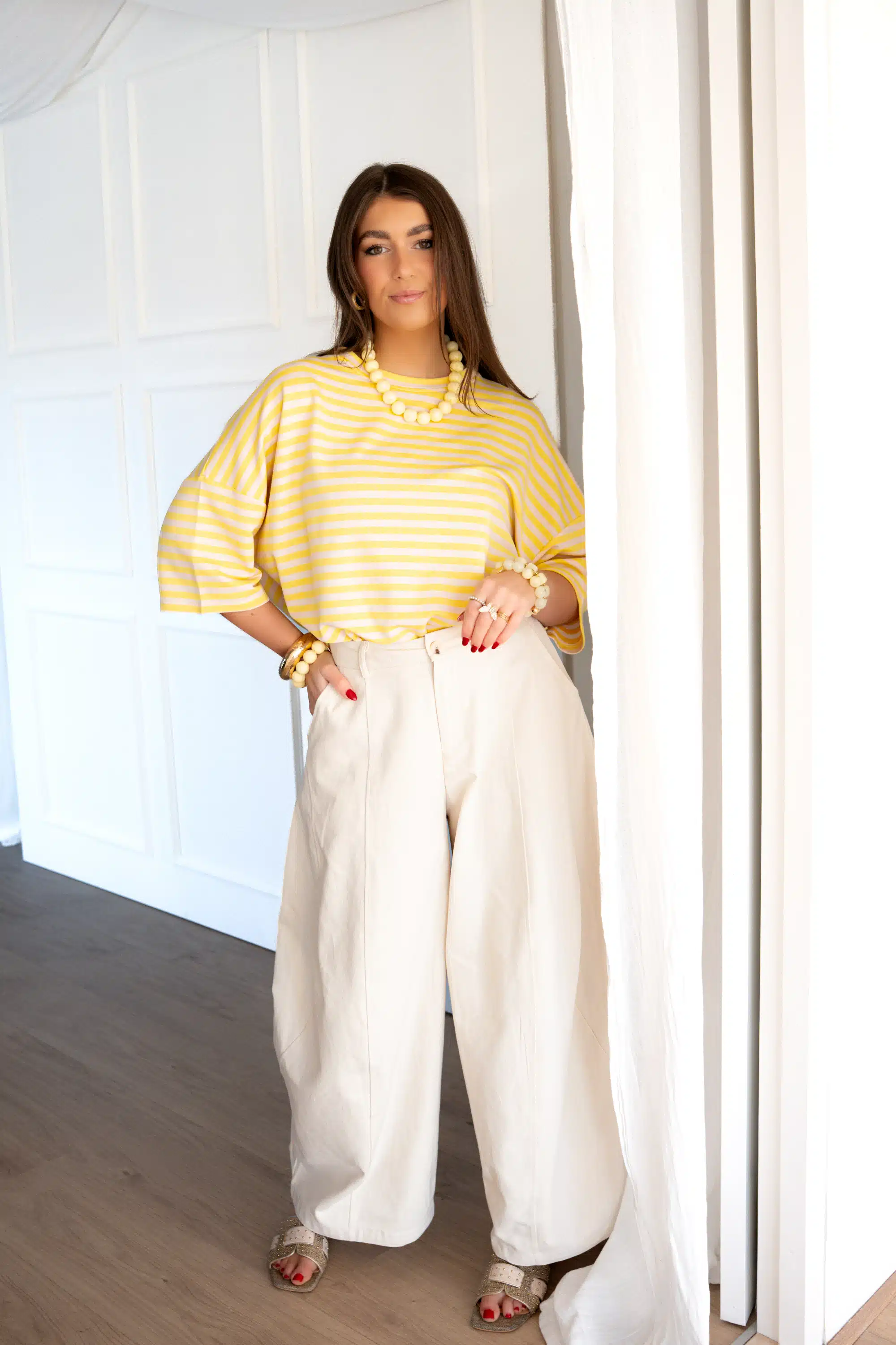 Syna Stripe Shirt Yellow Beige - Afbeelding 4