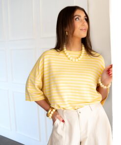 Syna Stripe Shirt Yellow Beige