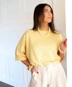 Syna Stripe Shirt Yellow Beige