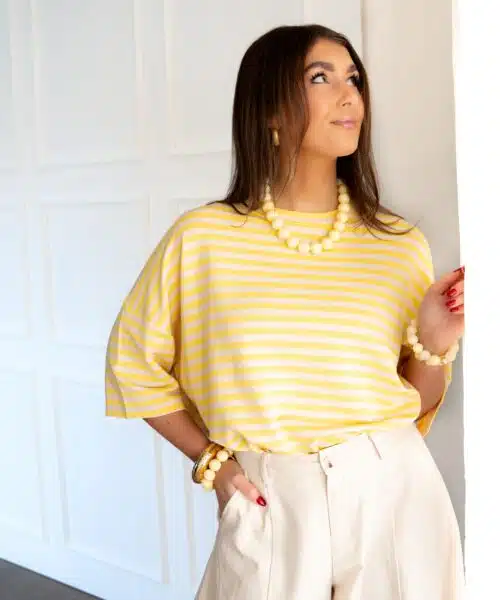 Syna Stripe Shirt Yellow Beige