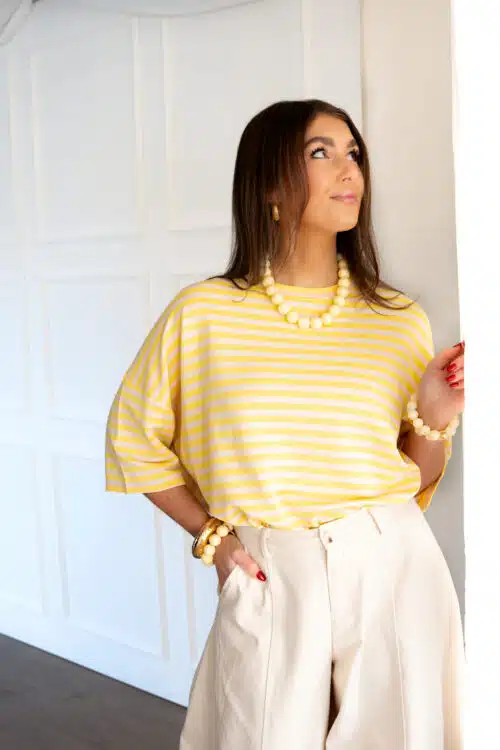 Syna Stripe Shirt Yellow Beige