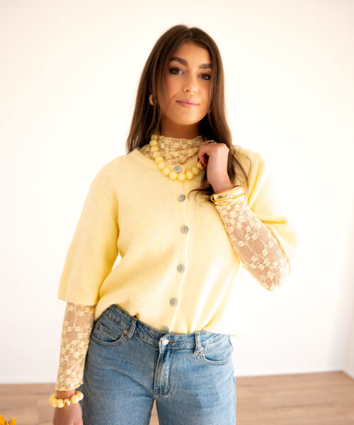 Bo Button Sweater Butter Yellow