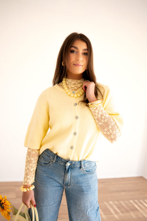 Bo Button Sweater Butter Yellow