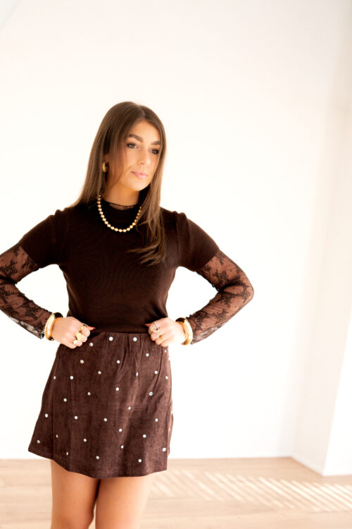 Alternative view of Puck Studs Skirt Brown *