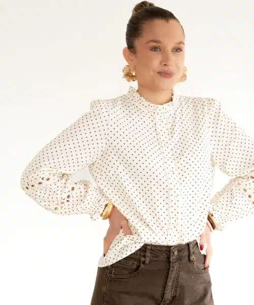 Clair Dot Blouse Beige .