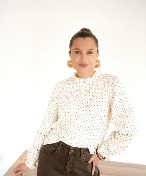 Alternative view of Clair Dot Blouse Beige .