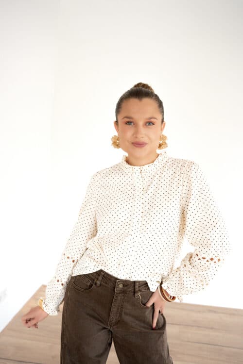 Alternative view of Clair Dot Blouse Beige .
