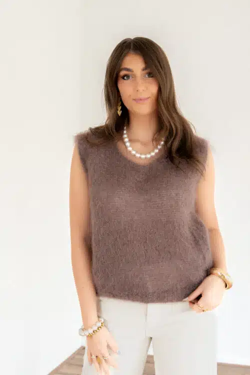 Alternative view of Mohair Spencer Light Brown