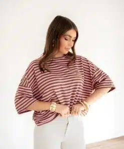 Syna Stripe Shirt Pink Brown