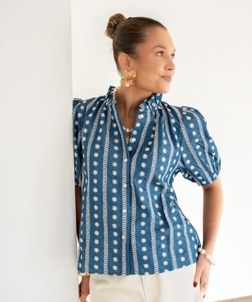 Dana Blouse Embroided Blue *