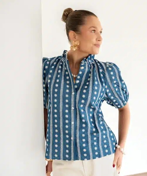 Dana Blouse Embroided Blue *