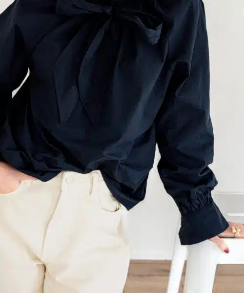 Alternative view of Abby Bow Blouse Dark Blue ^