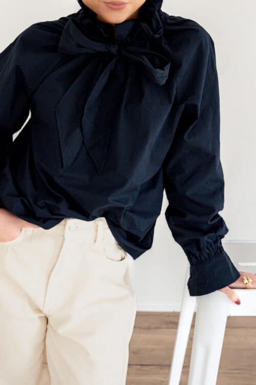 Alternative view of Abby Bow Blouse Dark Blue ^