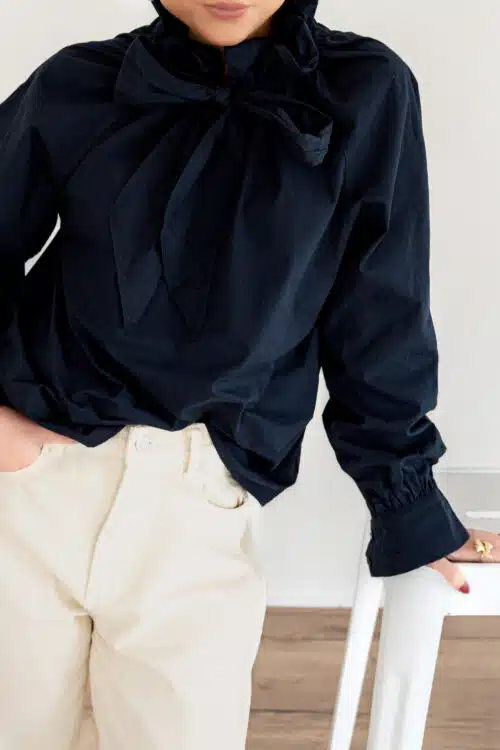 Alternative view of Abby Bow Blouse Dark Blue ^