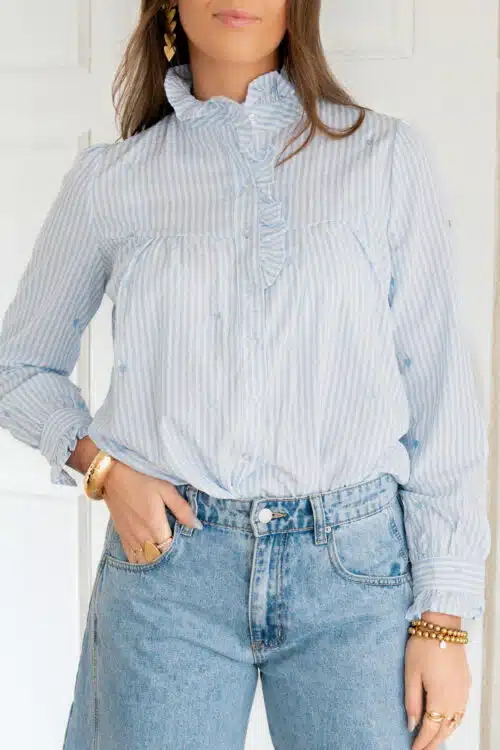 Alternative view of Jolie Heart Blouse Stripe Blue *