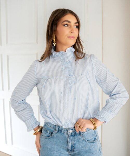 Jolie Heart Blouse Stripe Blue *