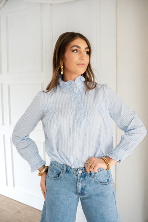 Jolie Heart Blouse Stripe Blue *