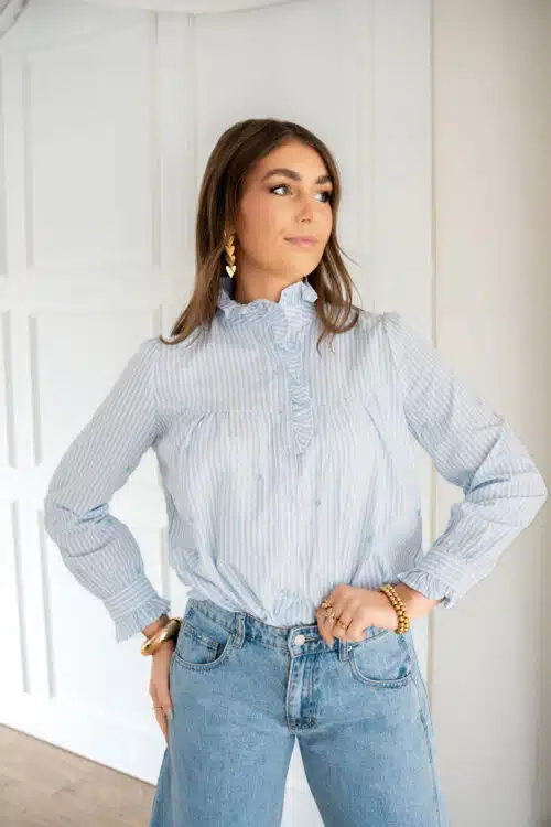 Jolie Heart Blouse Stripe Blue *