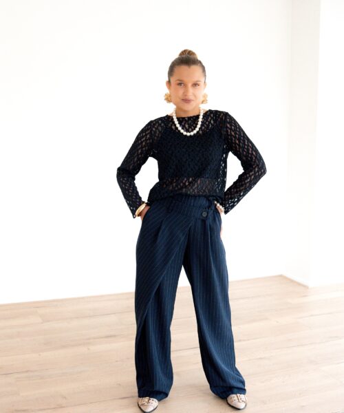 Alternative view of Veda Pantalon Krijtstreep Dark Blue