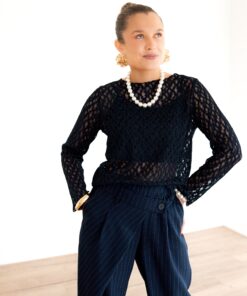 Angela Lace Top Dark Blue