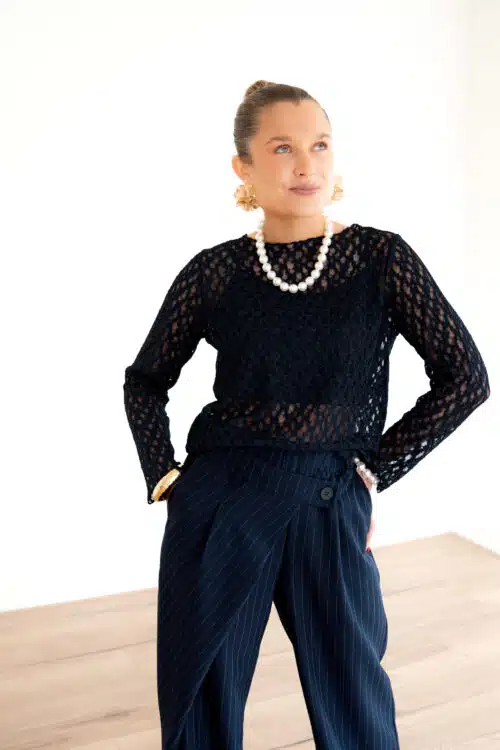 Angela Lace Top Dark Blue