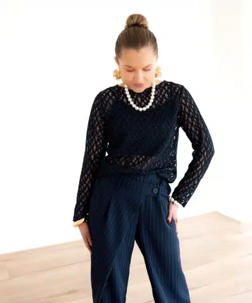 Alternative view of Angela Lace Top Dark Blue