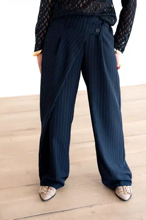 Veda Pantalon Krijtstreep Dark Blue