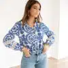 Aimy Blouse White Blue Print ^