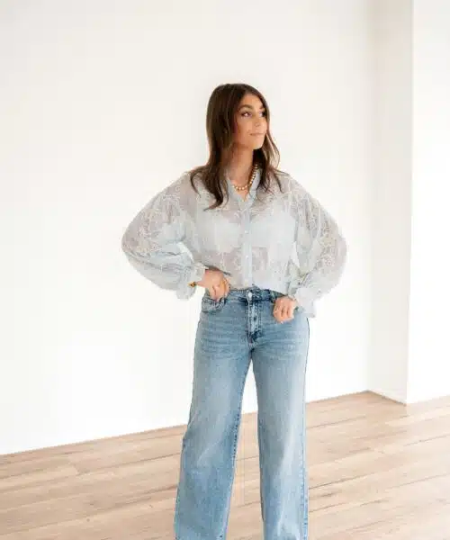 Alternative view of Joy Embroided Blouse Light  Blue |
