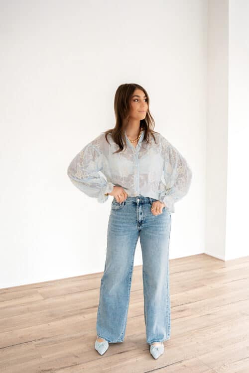 Alternative view of Joy Embroided Blouse Light  Blue |