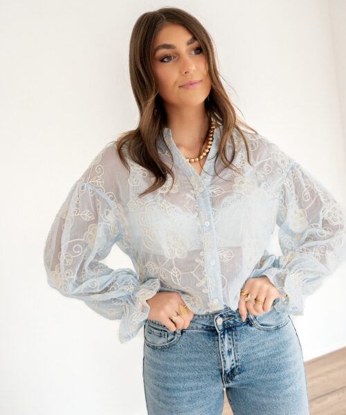 Joy Embroided Blouse Light Blue |