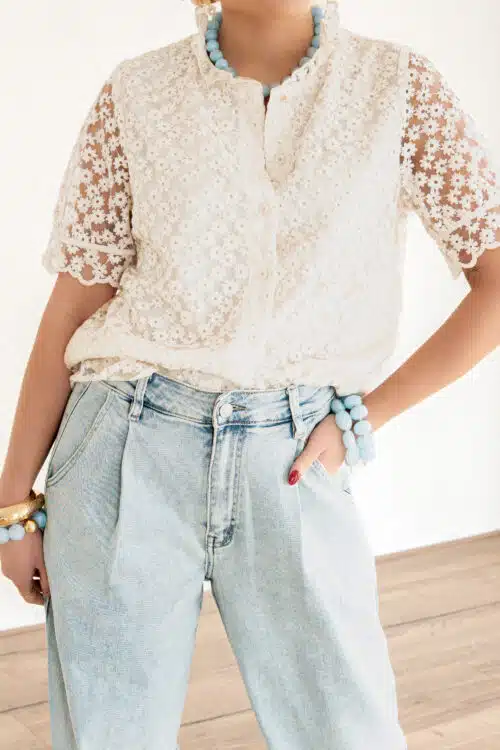 Alternative view of Lily Blouse Flower Beige .