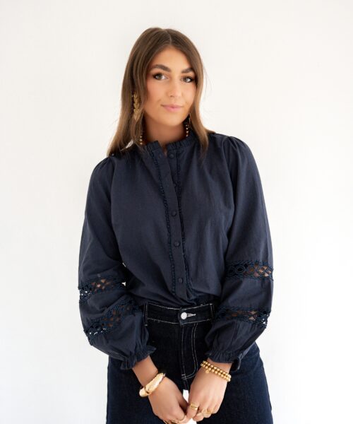 Nadine Blouse Drk Blue ^