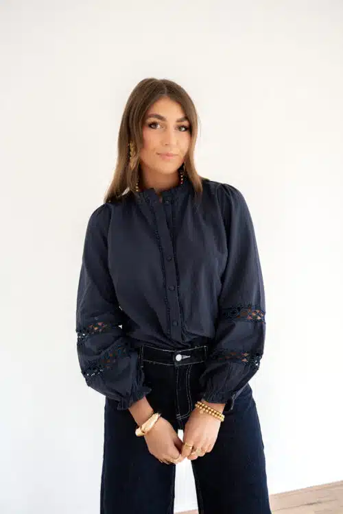 Nadine Blouse Drk Blue ^