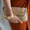 Evie Pearl Stone Flower Bag Gold