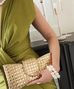 Alicia Braided Clutch Gold