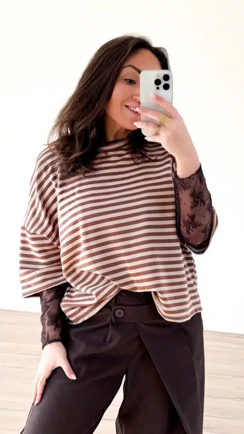 Syna Stripe Shirt Brown Beige