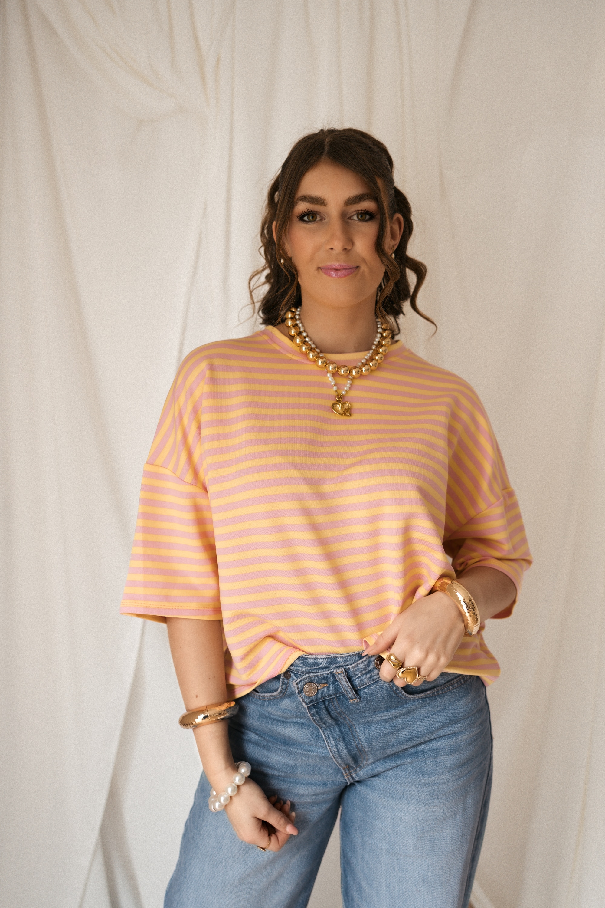 Syna Stripe Shirt Pink Yellow