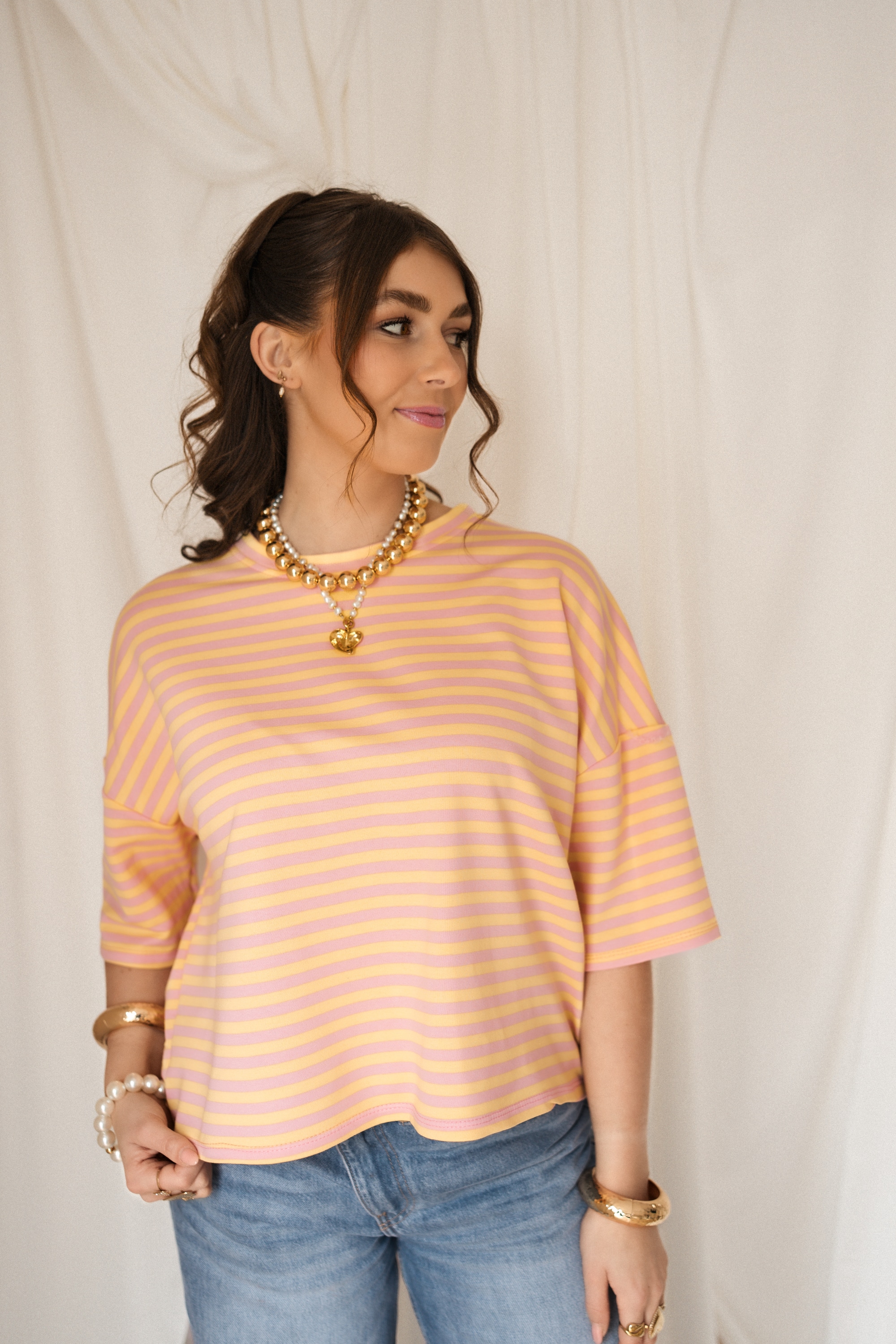 Syna Stripe Shirt Pink Yellow - Afbeelding 2
